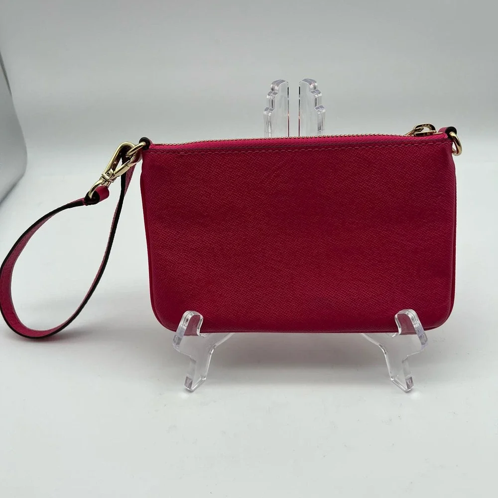 Michael Kors Hot Pink Wristlet with Zip Closure Colorful Preppy Designer - Picture 2 of 11